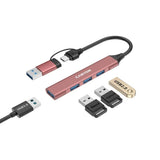 Canyon 4-i-1 USB-A/C Multihub - Lyserød