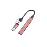 Canyon 4-i-1 USB-A/C Multihub - Lyserød