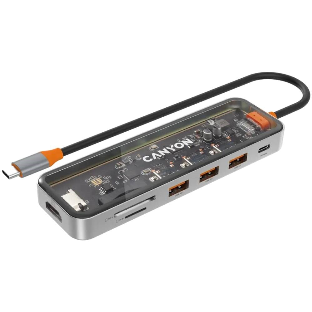 Canyon DS13 7-i-1 USB-C Hub - 100W - Grå