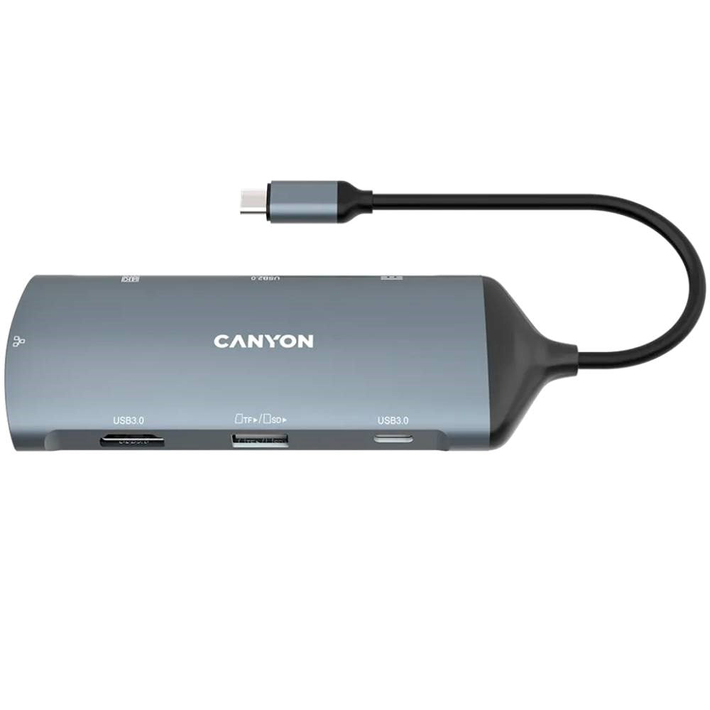 Canyon 8-i-1 USB-C Hub - Grå