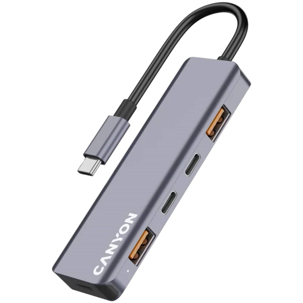 Canyon DS18 5-i-1 USB-C Hub - 100W - Grå