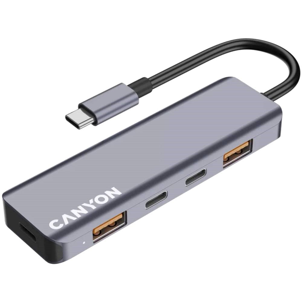 Canyon DS18 5-i-1 USB-C Hub - 100W - Grå