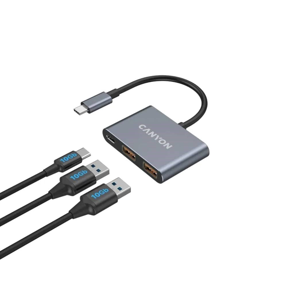 Canyon 3-i-1 USB-C Hub - Grå