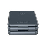 Canyon 3-i-1 15W Foldbar Trådløs Oplader - Qi / MagSafe Kompatibel - Grå