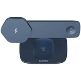 Canyon Hexagon 3-i-1 Trådløs Oplader - 15W - Qi / MagSafe Kompatibel - Grå / Blå