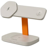 Canyon Hexagon 3-i-1 Trådløs Oplader - 15W - Qi / MagSafe Kompatibel - Beige / Orange