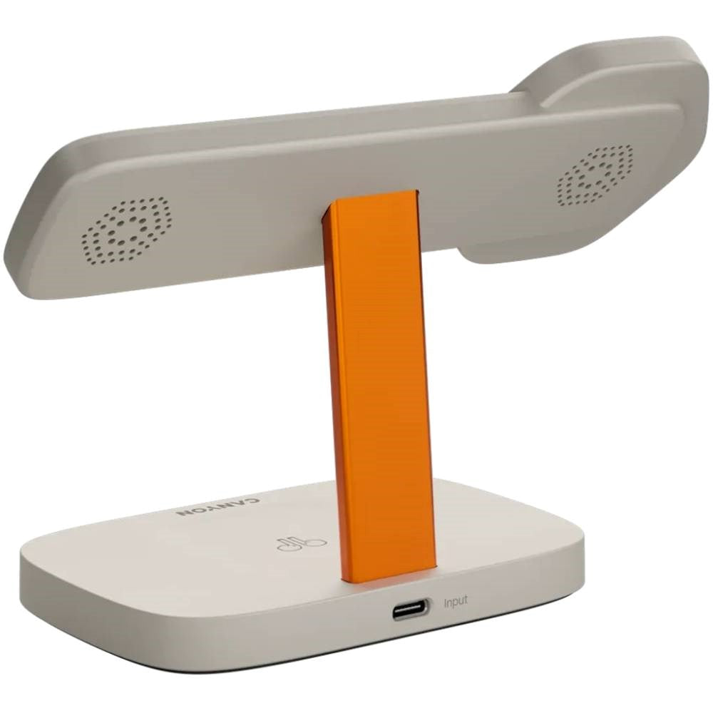 Canyon Hexagon 3-i-1 Trådløs Oplader - 15W - Qi / MagSafe Kompatibel - Beige / Orange