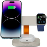 Canyon Hexagon 3-i-1 Trådløs Oplader - 15W - Qi / MagSafe Kompatibel - Beige / Orange