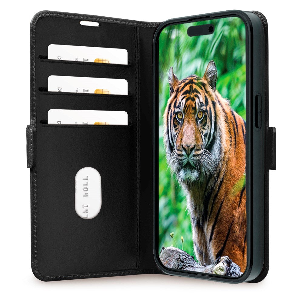 iPhone 15 - dbramante1928 Copenhagen Ægte Læder Flip Cover m. Pung - Black