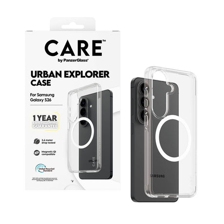 Samsung Galaxy S26 CARE by PanzerGlass Urban Explorer Cover - Qi Kompatibel - Gennemsigtig / Hvid