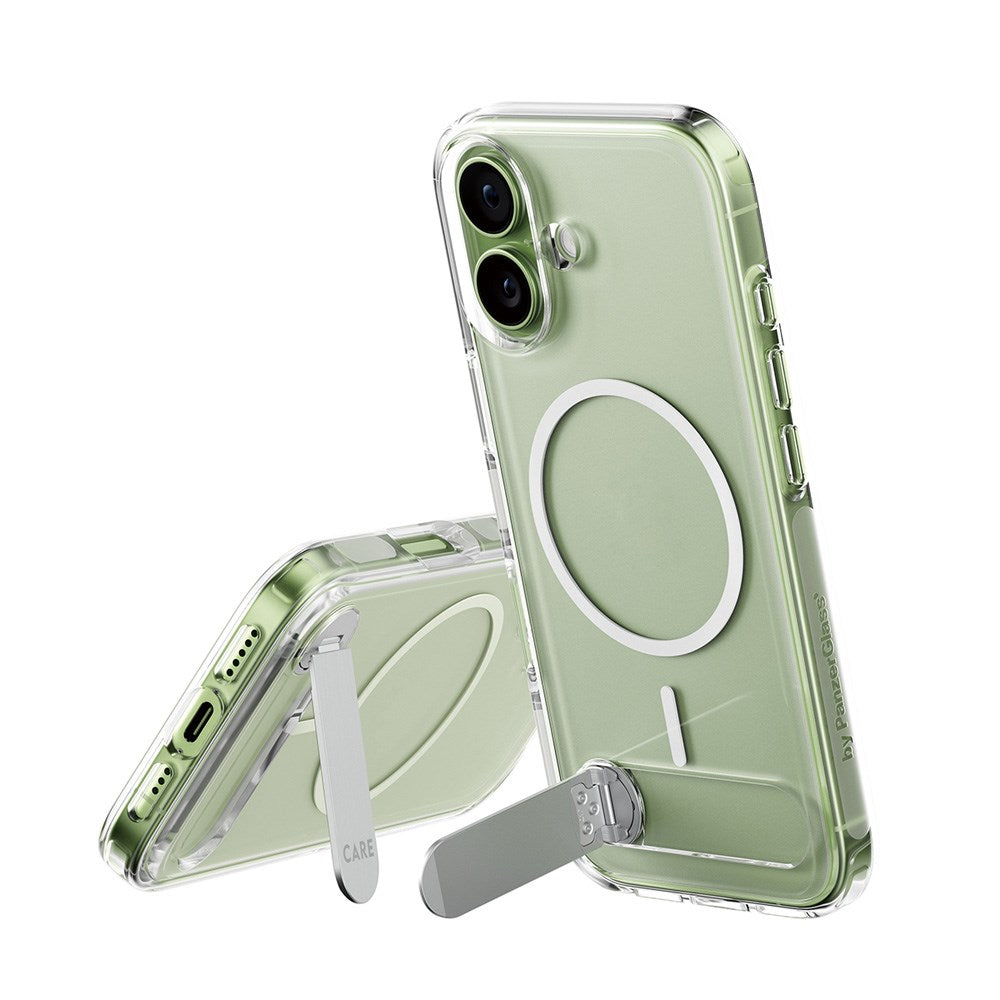 iPhone 17 CARE by PanzerGlass Feature Kickstand Mobil Cover -  MagSafe Kompatibel - Transparent / Silver