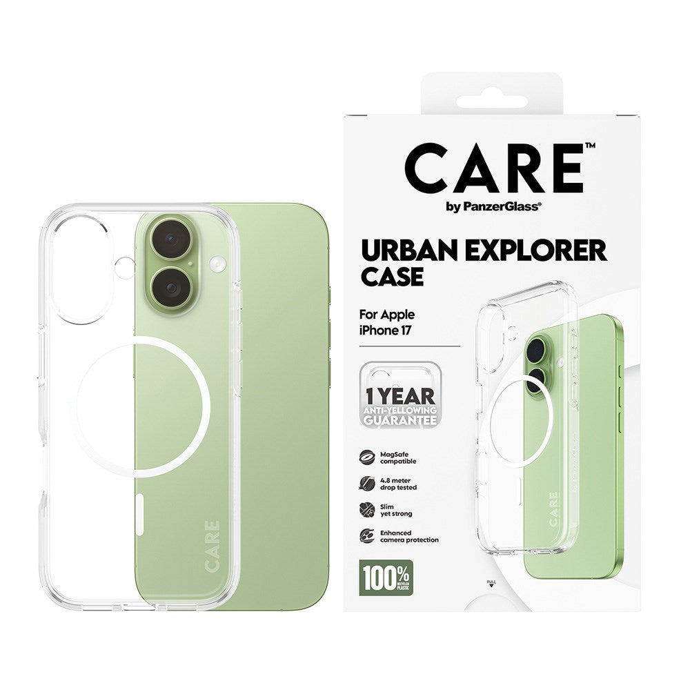 iPhone 17 CARE by PanzerGlass FLAGSHIP Urban Explorer Cover - MagSafe Kompatibel - Transparent