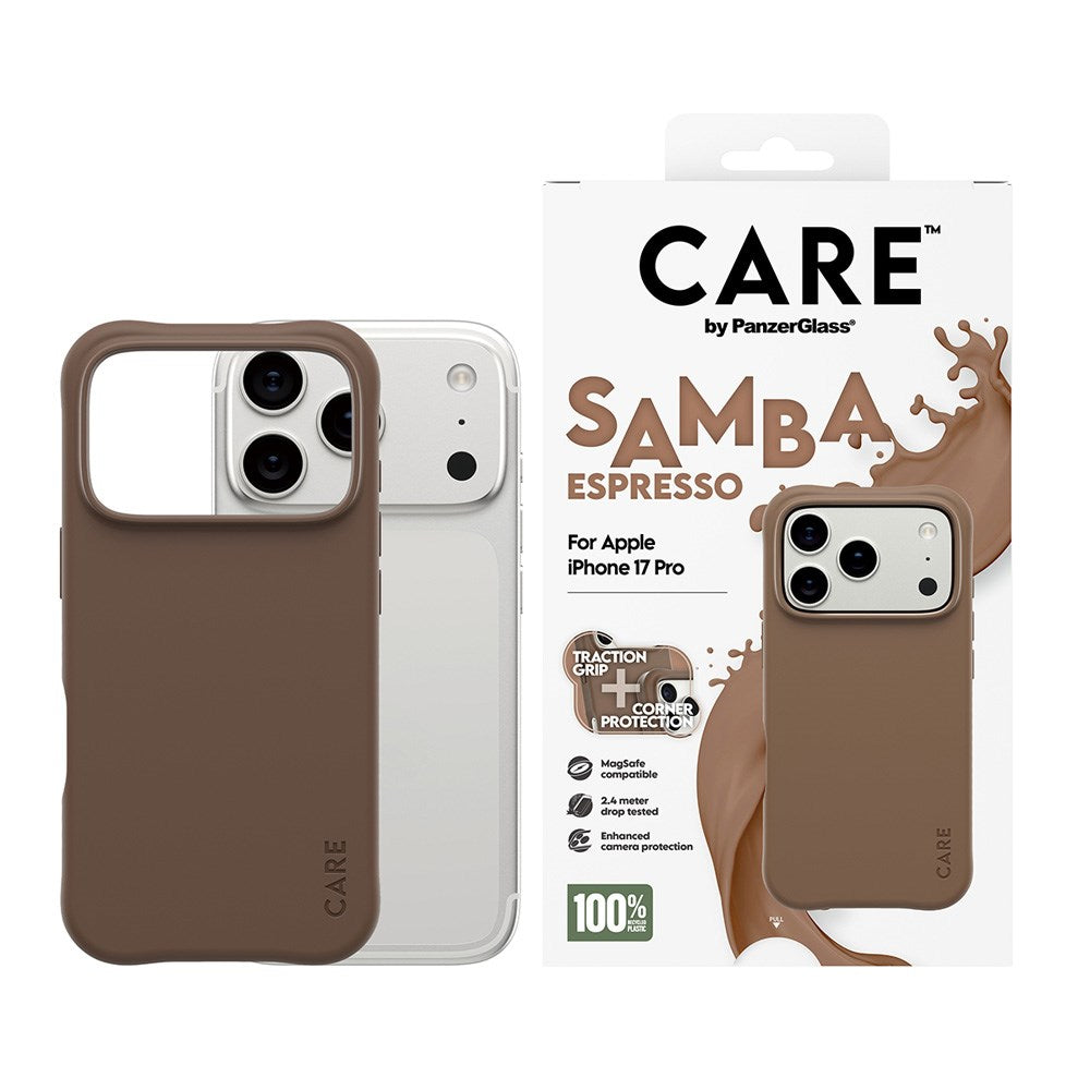iPhone 17 Pro CARE by PanzerGlass Fashionable Samba Mobil Cover - MagSafe Kompatibel - Espresso