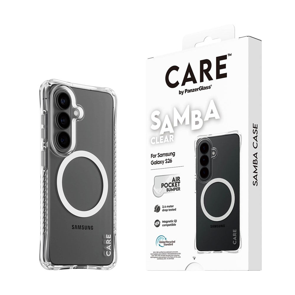 Samsung Galaxy S26 CARE by PanzerGlass Fashionable Samba Mobil Cover - Qi Kompatibel - Gennemsigtig