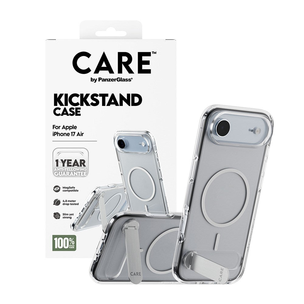 iPhone Air CARE by PanzerGlass Feature Kickstand Mobil Cover -  MagSafe Kompatibel - Transparent / Silver