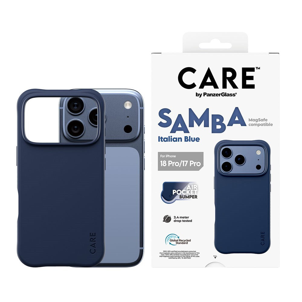 iPhone 18 Pro / 17 Pro CARE by PanzerGlass Fashionable Samba Mobil Cover - MagSafe Kompatibel - Italian Blue