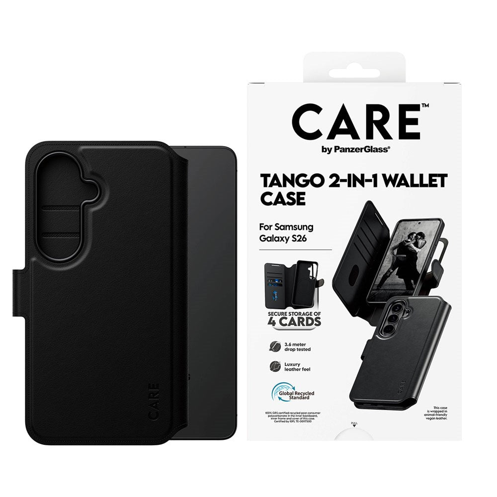 Samsung Galaxy S26 CARE by PanzerGlass Feature Tango 2-in-1 Mobil Cover m. Kortholder - Sort