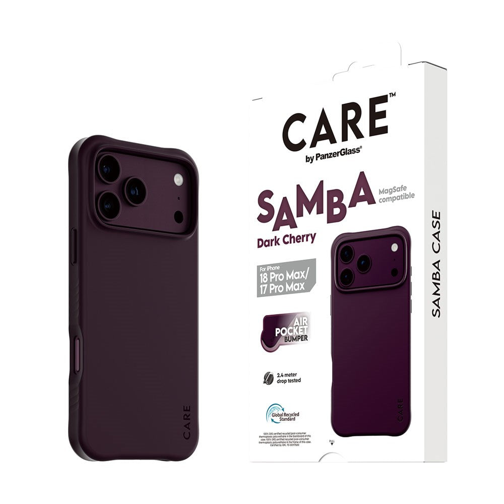 iPhone 18 Pro Max  / 17 Pro Max CARE by PanzerGlass Fashionable Samba Mobil Cover - MagSafe Kompatibel - Dark Cherry