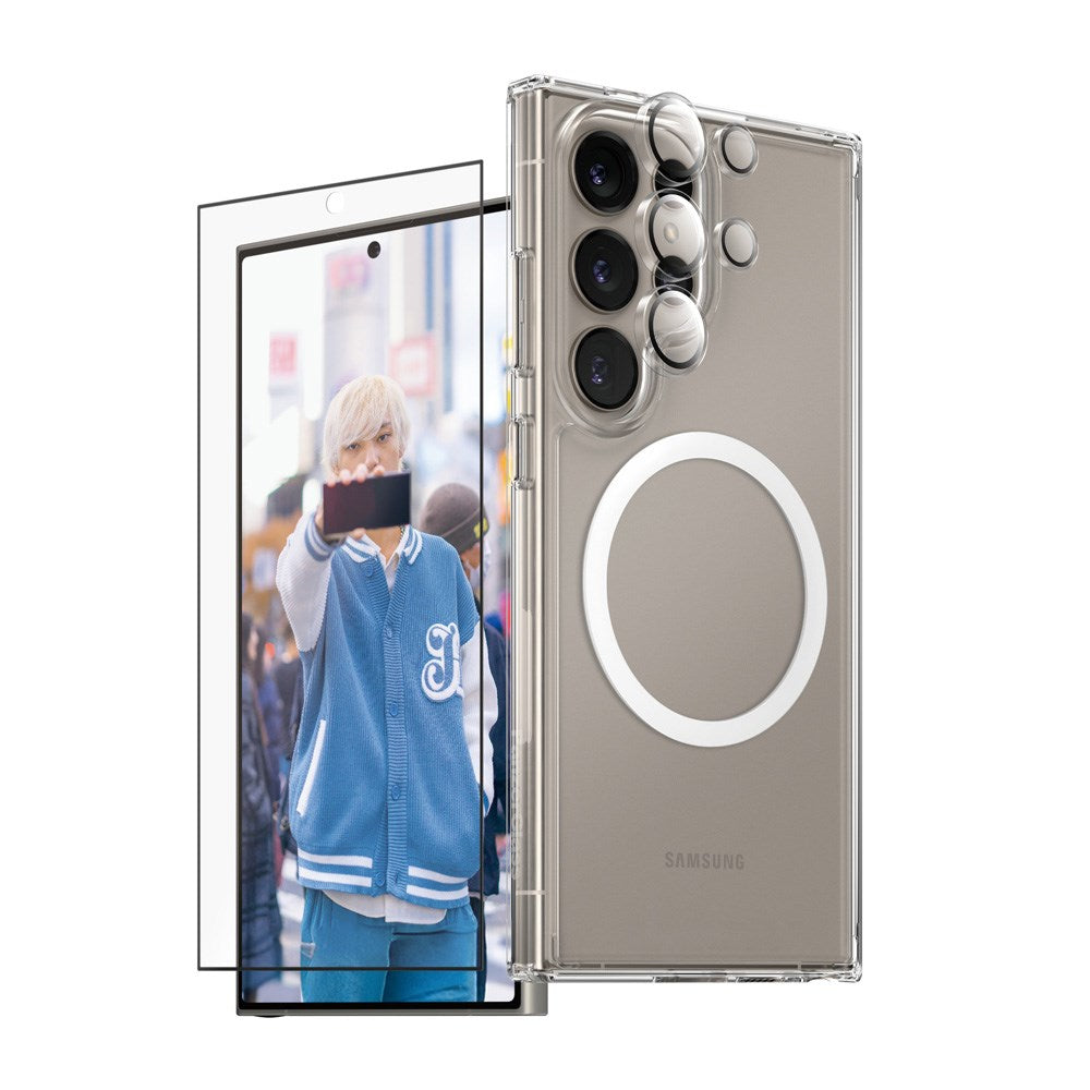 Samsung Galaxy S25 Ultra - CARE by PanzerGlass 3-i-1 FLAGSHIP Bundle - Deksel / Skjermbeskytter (UWF) / Kamerabeskyttelse - Gjennomsiktig