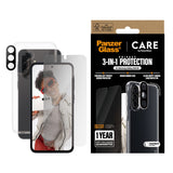 Samsung Galaxy A36 (5G) - CARE by PanzerGlass 3-i-1 FLAGSHIP Bundle - Deksel / Privacy Screen Protector (UWF) / Kamerabeskyttelse - Gjennomsiktig / Svart