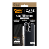 Samsung Galaxy A36 (5G) - CARE by PanzerGlass 3-i-1 FLAGSHIP Bundle - Deksel / Privacy Screen Protector (UWF) / Kamerabeskyttelse - Gjennomsiktig / Svart