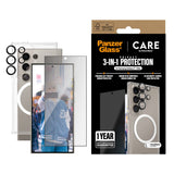 Samsung Galaxy S25 Ultra - CARE by PanzerGlass 3-i-1 FLAGSHIP Bundle - Deksel / Privacy Screen Protector (UWF) / Kamerabeskyttelse - Gjennomsiktig / Svart