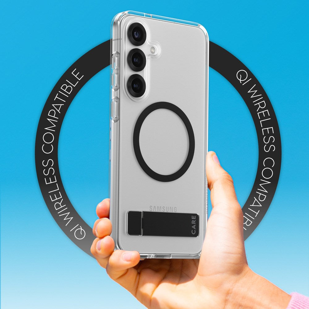 CARE by PanzerGlass Samsung Galaxy S25+ (pluss) Funksjon Støttedeksel - Qi-kompatibel - Gjennomsiktig / Svart