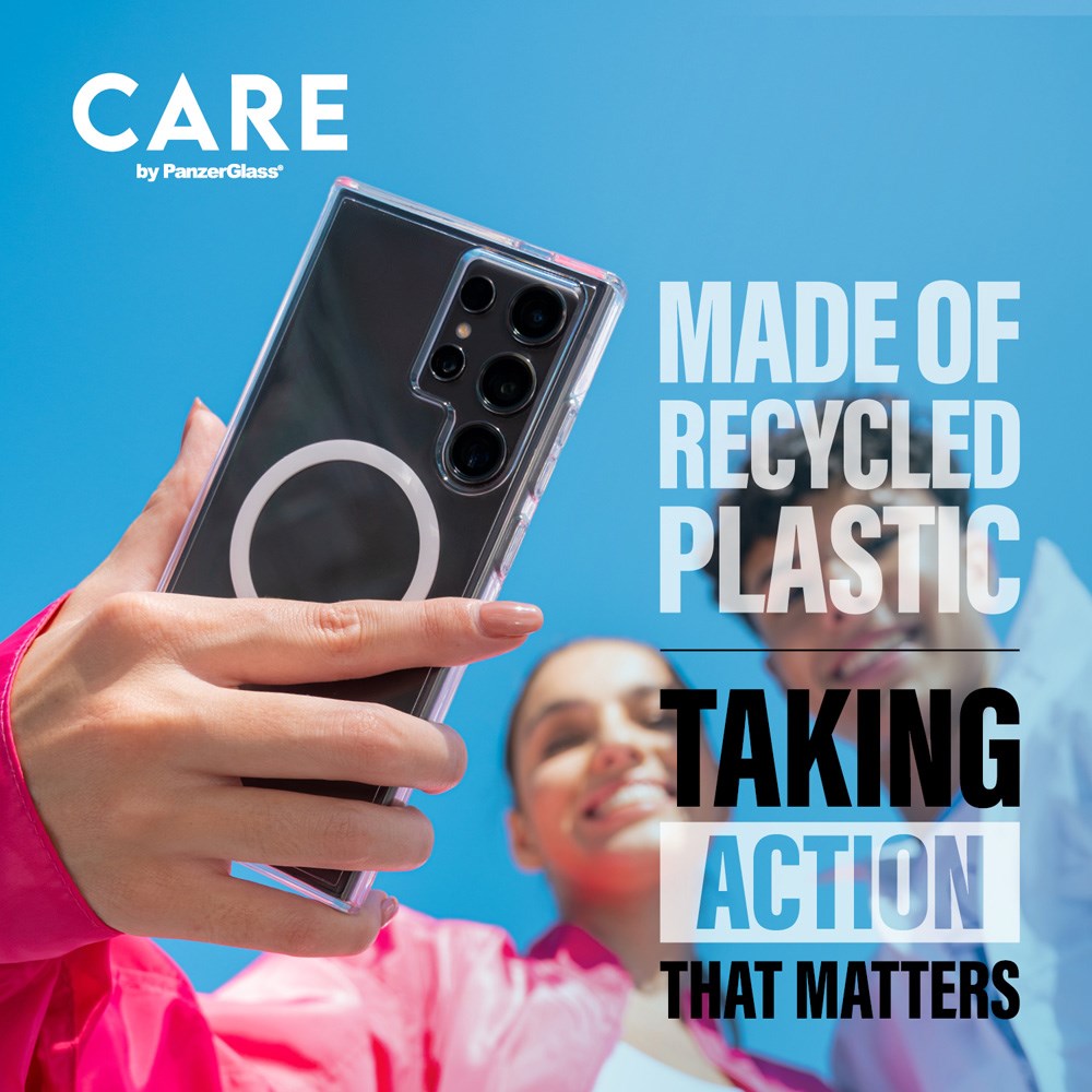 CARE by PanzerGlass Samsung Galaxy S25 Feature Kickstand Cover - Qi-kompatibel - Gjennomsiktig / Svart