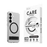 CARE by PanzerGlass Samsung Galaxy S25 Feature Kickstand Cover - Qi-kompatibel - Gjennomsiktig / Svart