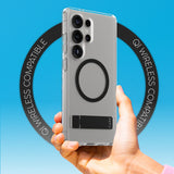 CARE by PanzerGlass Samsung Galaxy S25 Ultra Feature Kickstand Cover - Qi-kompatibel - Gjennomsiktig / Svart