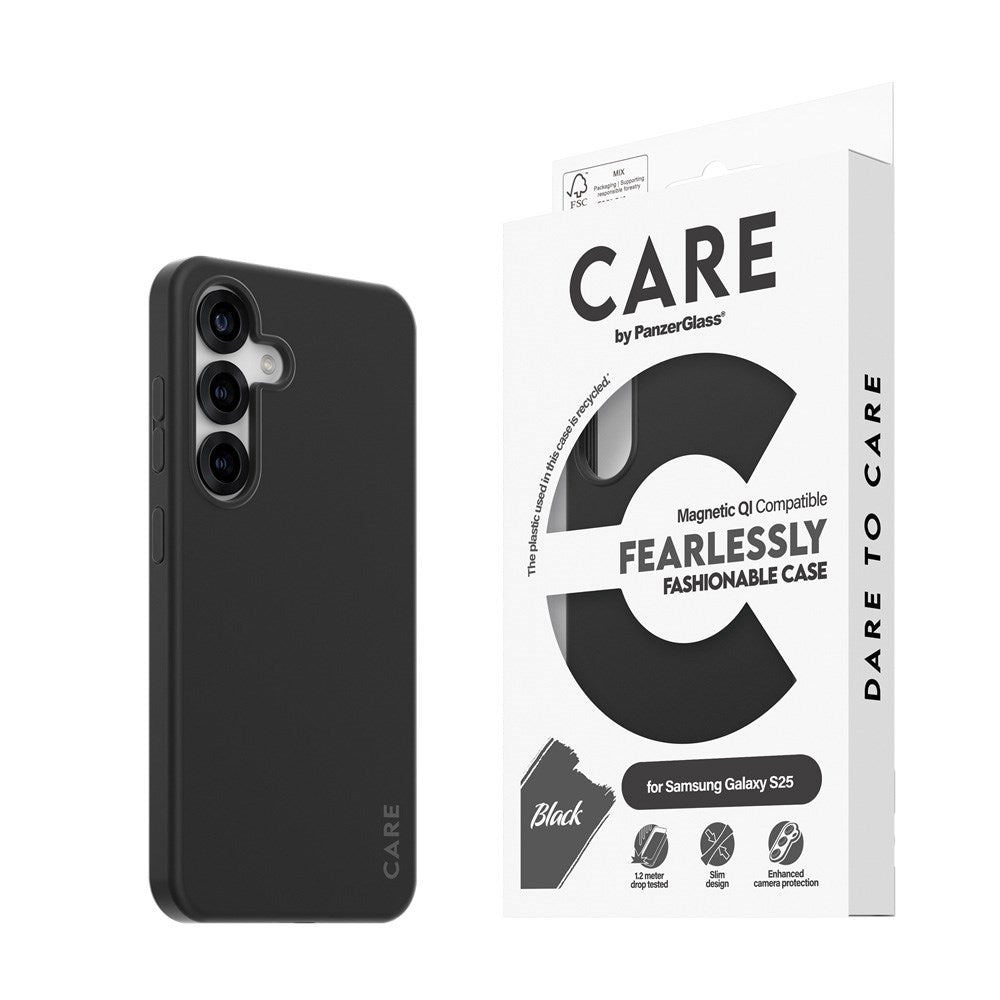 CARE by PanzerGlass Samsung Galaxy S25 FASHION Fearlessly Fashionable Cover - QI Kompatibel - Black