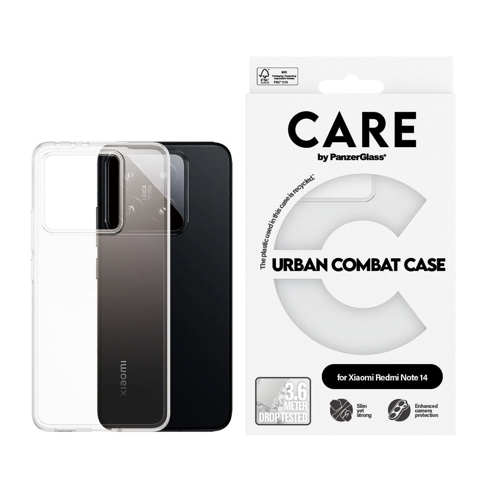 CARE by PanzerGlass Xiaomi Redmi Note 14 (4G) FLAGSKIP Urban Combat Cover - Gjennomsiktig