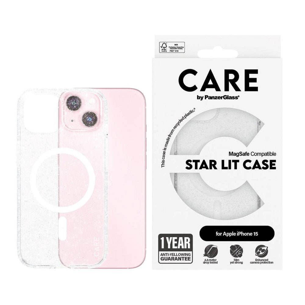 CARE by PanzerGlass iPhone 15 FLAGSHIP Urban Combat-deksel - MagSafe-kompatibel - Star Lit / White