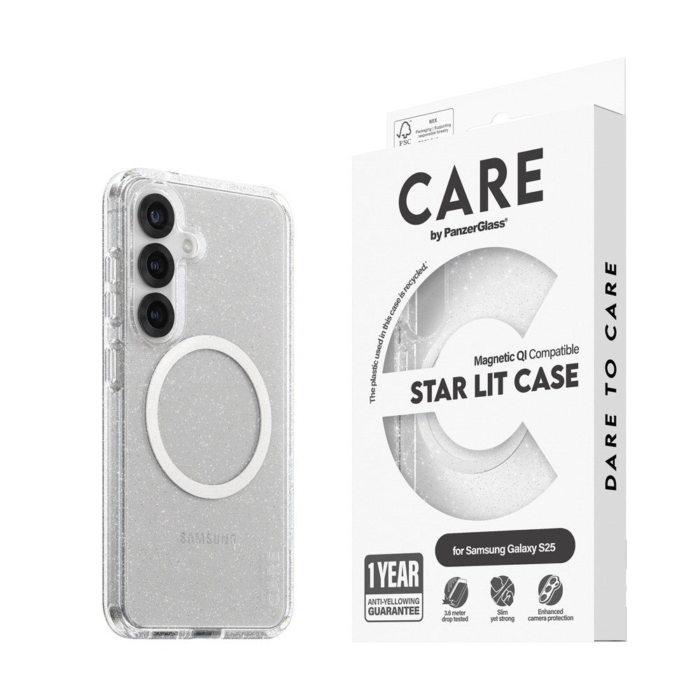 CARE by PanzerGlass Samsung Galaxy S25 FLAGSHIP Urban Combat-deksel - Qi-kompatibel - Star Lit / White