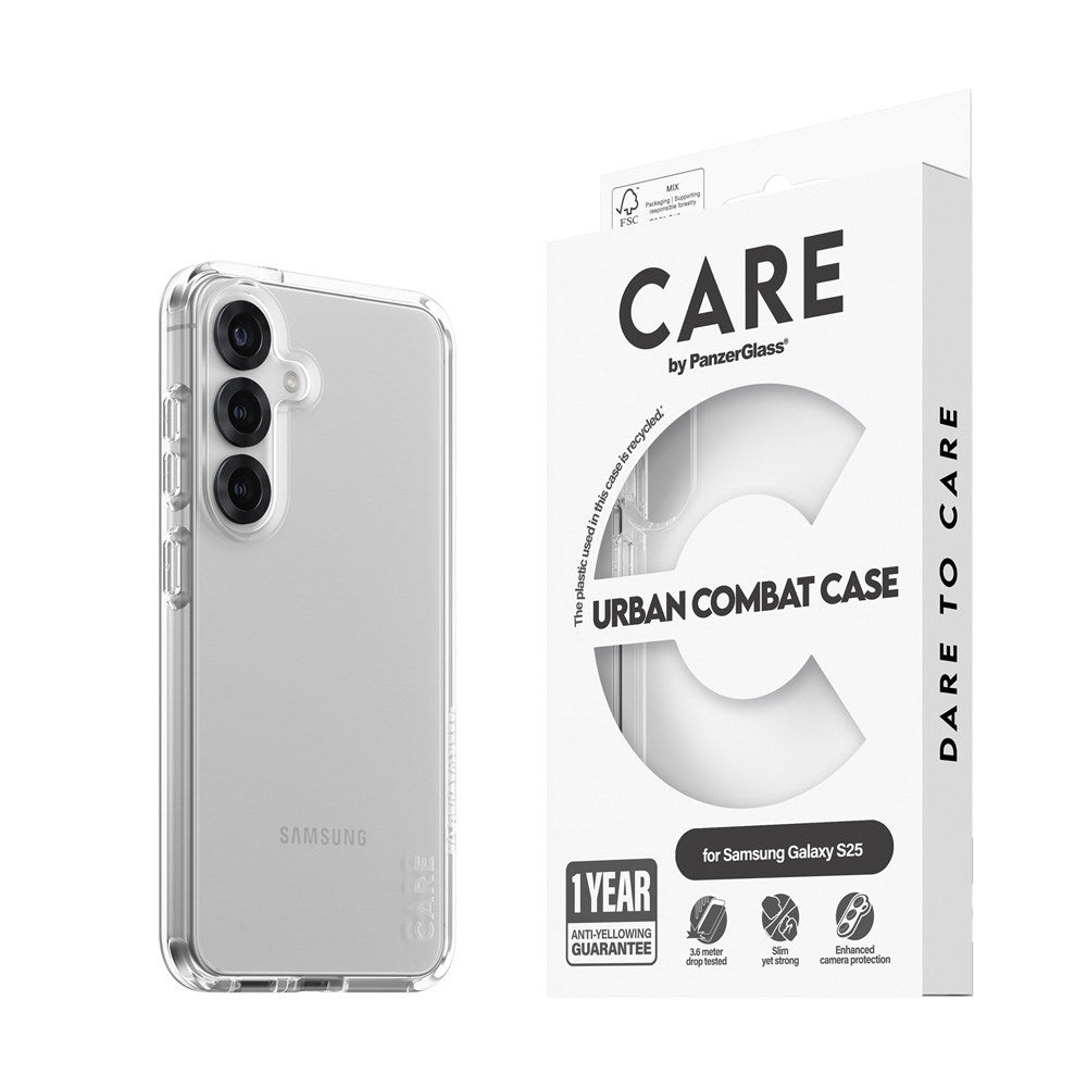 CARE by PanzerGlass Samsung Galaxy S25 FLAGSHIP Urban Combat Cover - Gennemsigtig