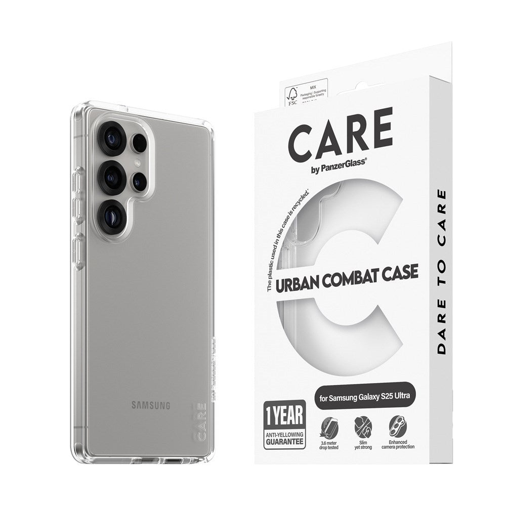 CARE by PanzerGlass Samsung Galaxy S25 Ultra FLAGSHIP Urban Combat Cover - Gennemsigtig