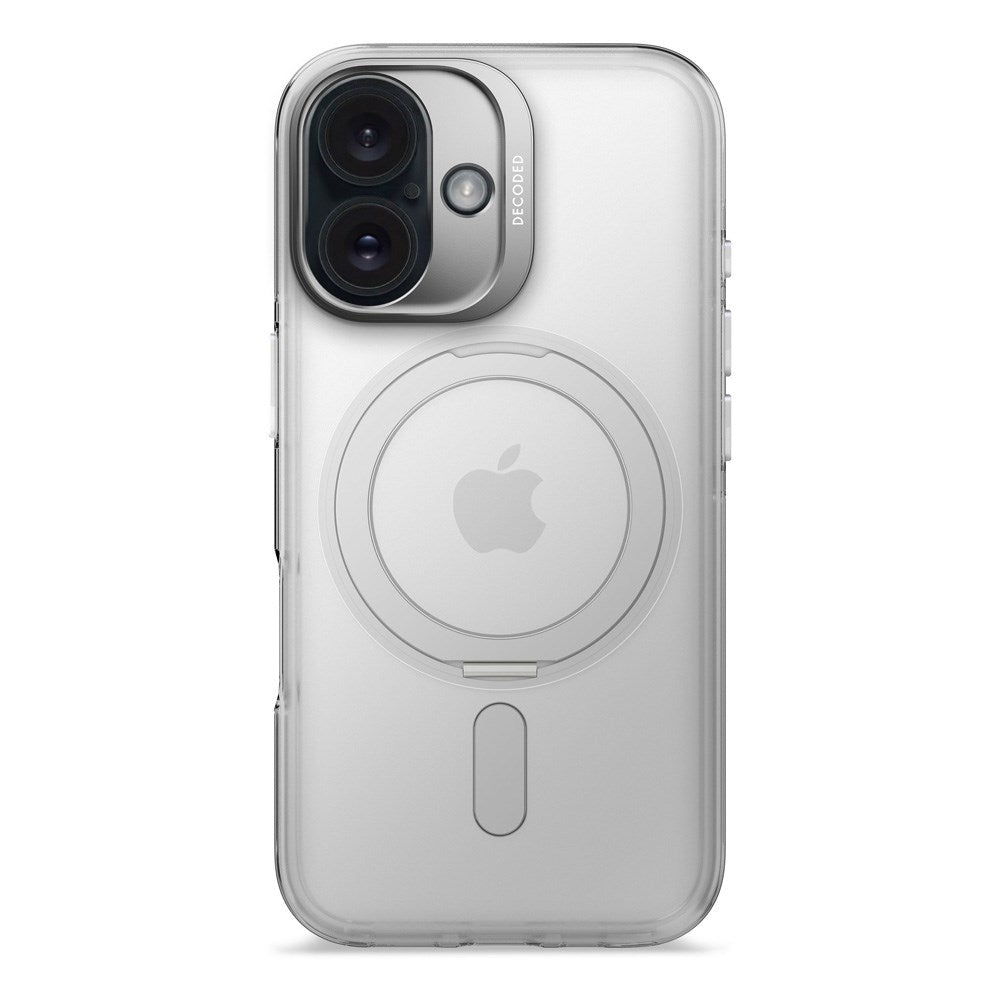 Dekodet iPhone 16 Loop Stand Bakdeksel - 100 % resirkulert plast - MagSafe-kompatibel - Gjennomsiktig / Matt hvit