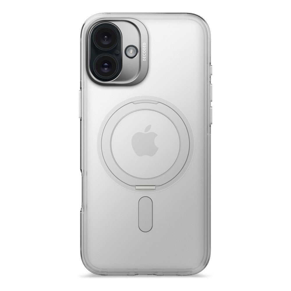 Dekodet iPhone 16 Plus Loop Stand Bakdeksel - 100 % resirkulert plast - MagSafe-kompatibel - Gjennomsiktig / Matt hvit