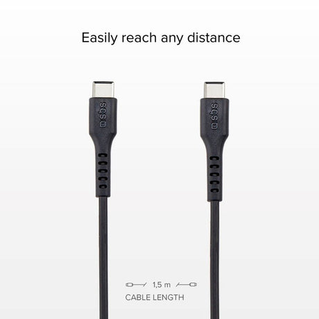 SBS USB-C til USB-C-kabel - 1,5 meter - 25W (PD) - Svart