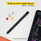 doodroo Apple Pencil 1 &amp; 2 Gen. Silikondeksel m. 5 fargerike ender – svart