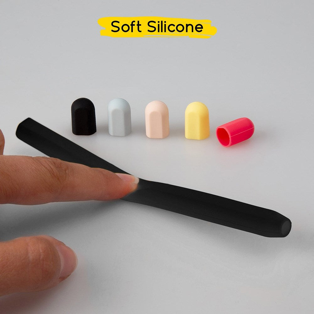 doodroo Apple Pencil 1 &amp; 2 Gen. Silikondeksel m. 5 fargerike ender – svart