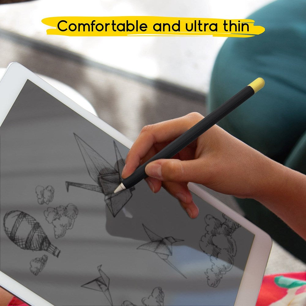 doodroo Apple Pencil 1 &amp; 2 Gen. Silikondeksel m. 5 fargerike ender – svart