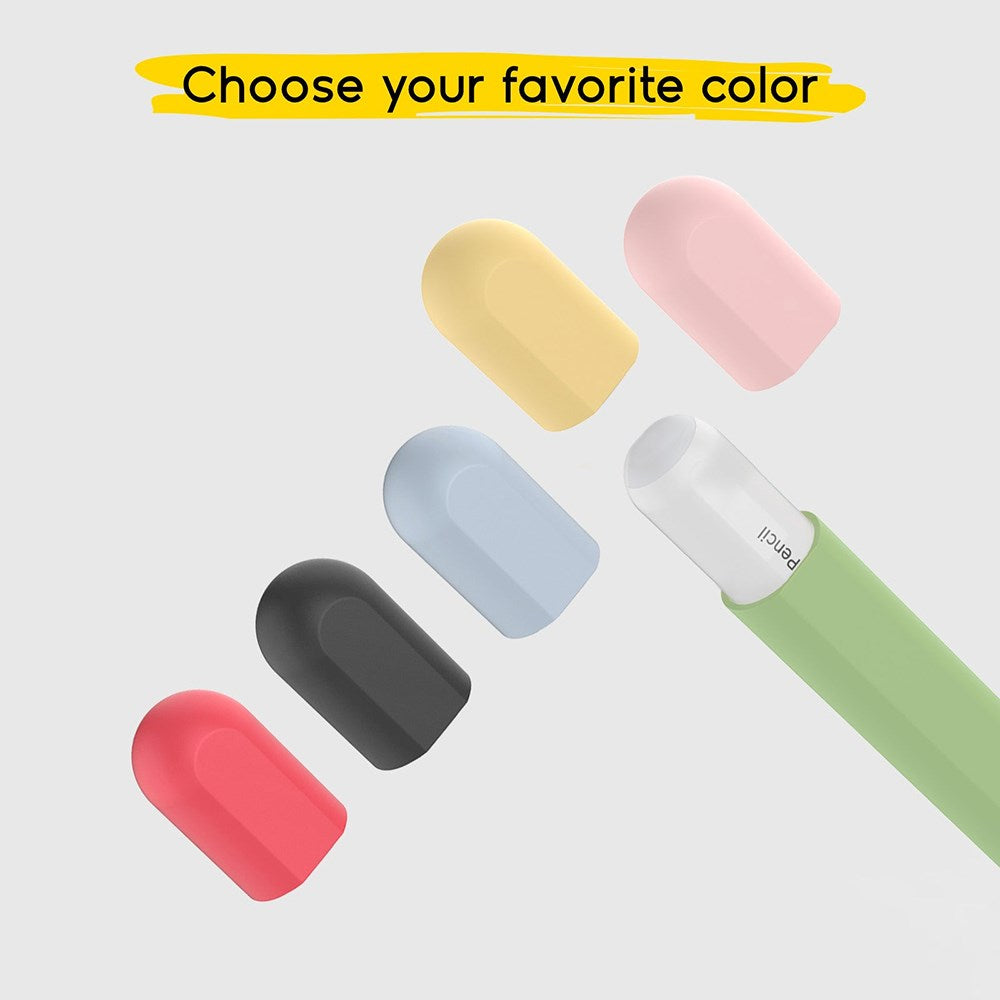 doodroo Apple Pencil 1 &amp; 2 Gen. Silikondeksel m. 5 fargerike ender – Grønn