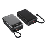 Denver PowerBank m. USB-A / USB-C / Indbygget USB-C Kabel - 65W / 20.000 mAh - Grå