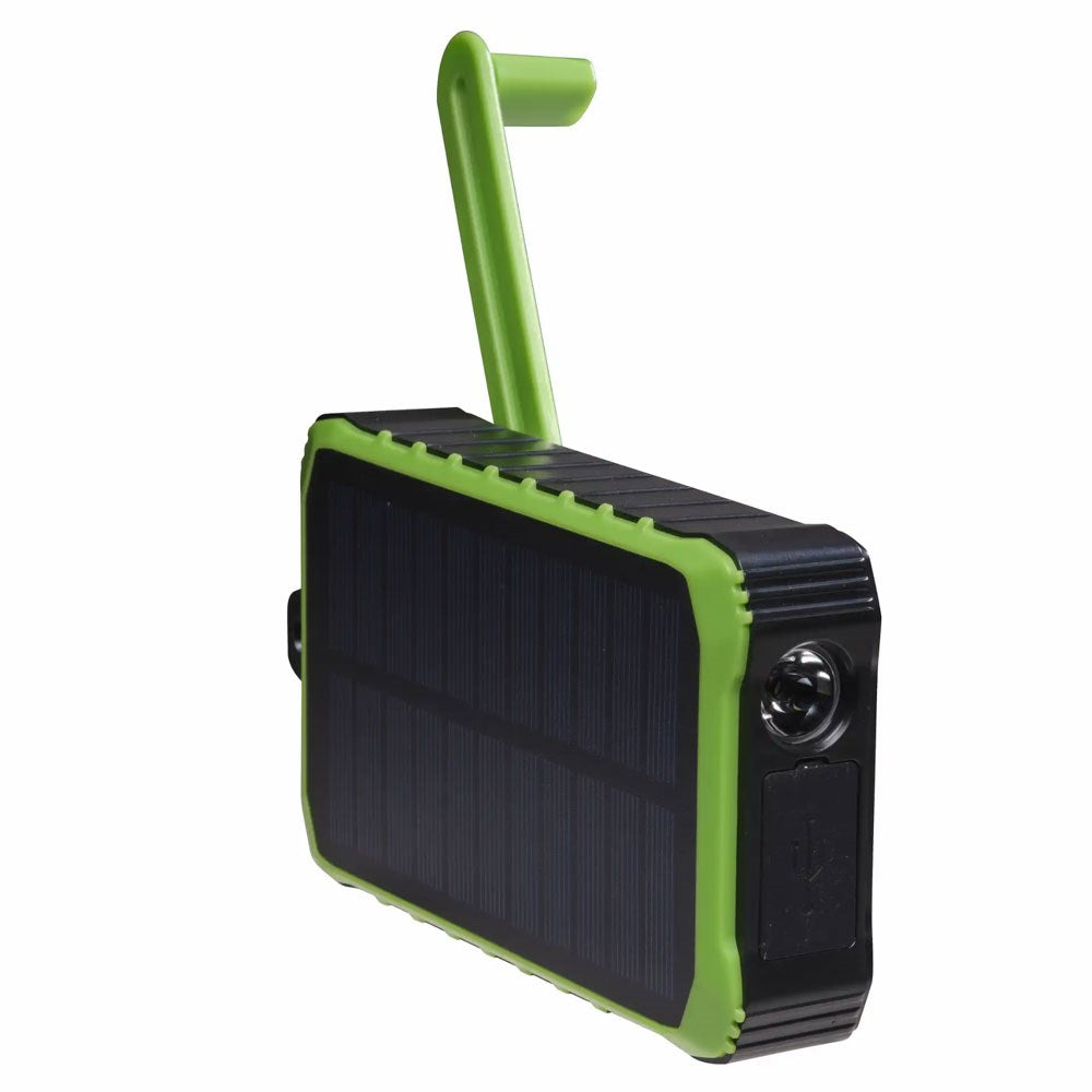 Denver PSO-10012 Solcelle 10.000 mAh PowerBank m. Lygte - Sort / Grøn