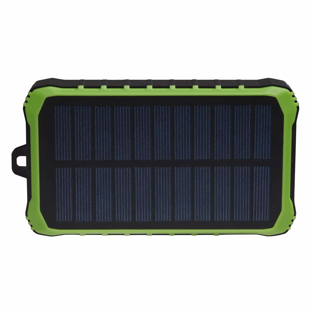Denver PSO-10012 Solcelle 10.000 mAh PowerBank m. Lygte - Sort / Grøn