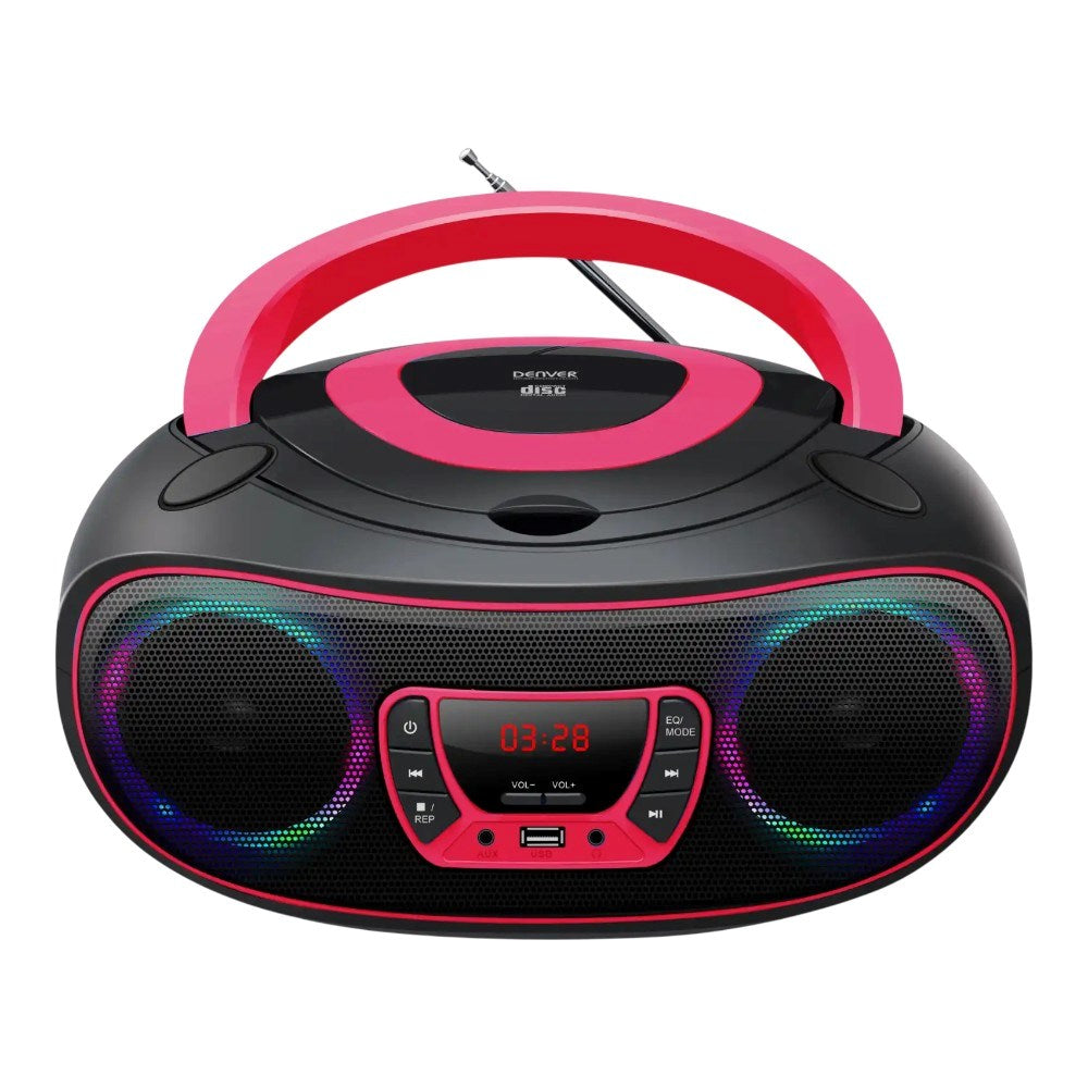 Denver TCL-212BTP Bluetooth Boombox m. CD Afspiller - Sort / Lyserød
