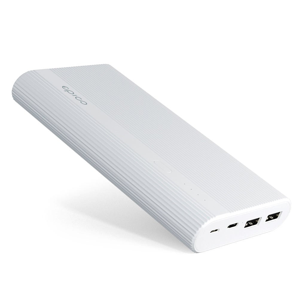 Epico Powerbank Multiport m. 2 x USB-A og 1 x USB-C - 20 100 mAh - Hvit