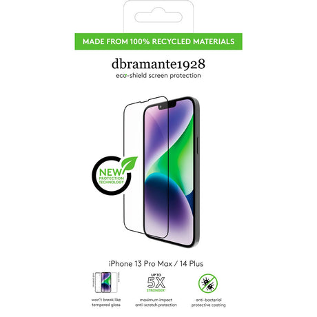 iPhone 14 Plus / 13 Pro Max dbramante1928 Eco-Shield skjermbeskytter m. Installasjonsramme - Black Edge