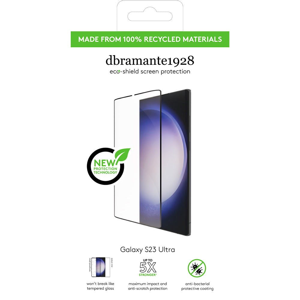 Samsung Galaxy S23 Ultra dbramante1928 Eco-Shield skjermbeskytter m. Installasjonsramme - Black Edge
